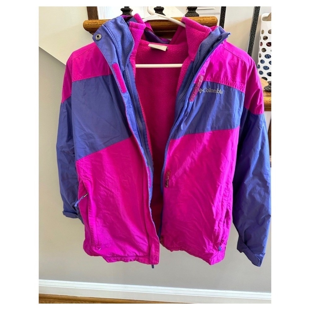 Columbia Interchange 3-in-1 Jacket Kids XL 18/20 Pink Purple Winter Coat Fleece